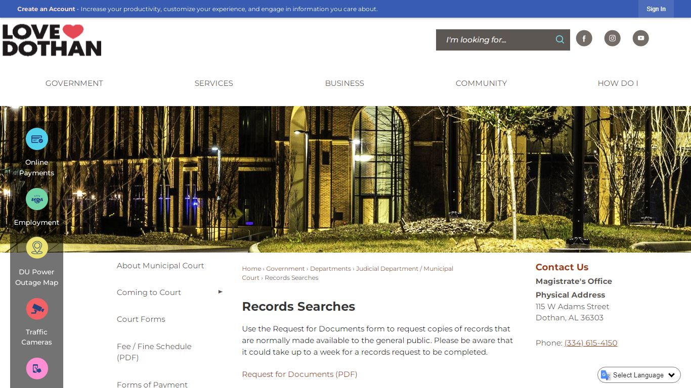 Records Searches | Dothan, AL - Official Website