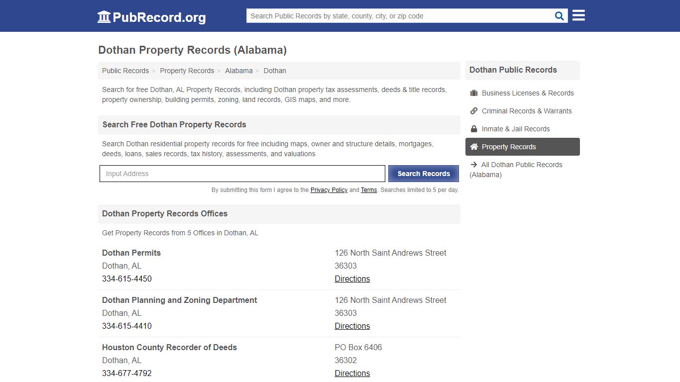 Free Dothan Property Records (Alabama Property Records) - PubRecord.org
